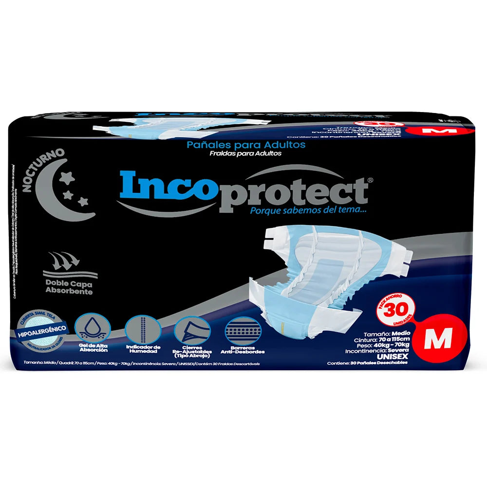 Pañales Incoprotect Nocturnos M x 30