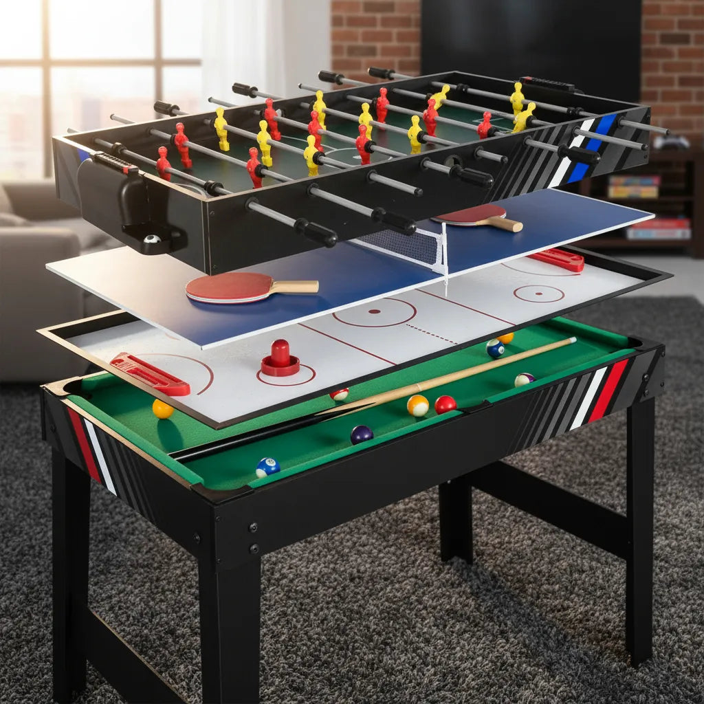 Mesa Multijuego 4 En 1 Futbolito Pool Tejo Ping Pong 1,07 M