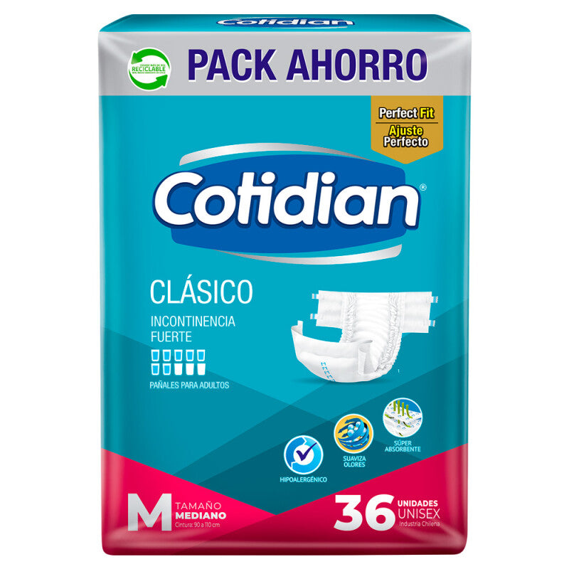Pañales Cotidian Clásico M x 36