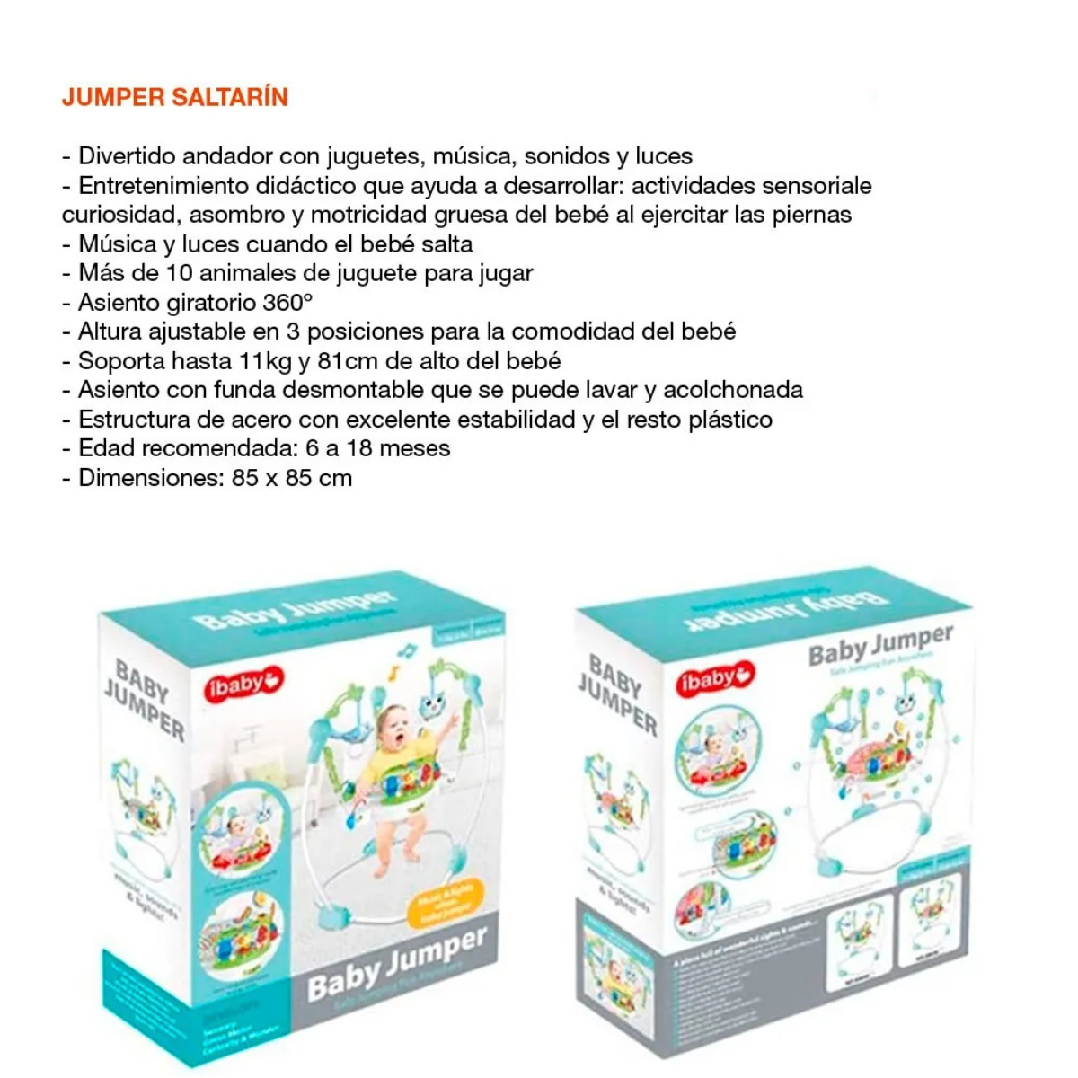 Jumper Saltarín Didáctico Hamaca Para Bebé con música Y Luces