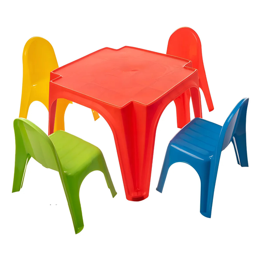 Set de Mesa y 4 Sillas Plásticas