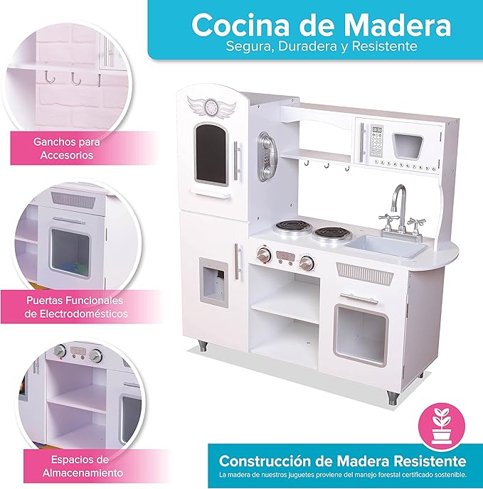 Cocina de Madera Grande con Heladera