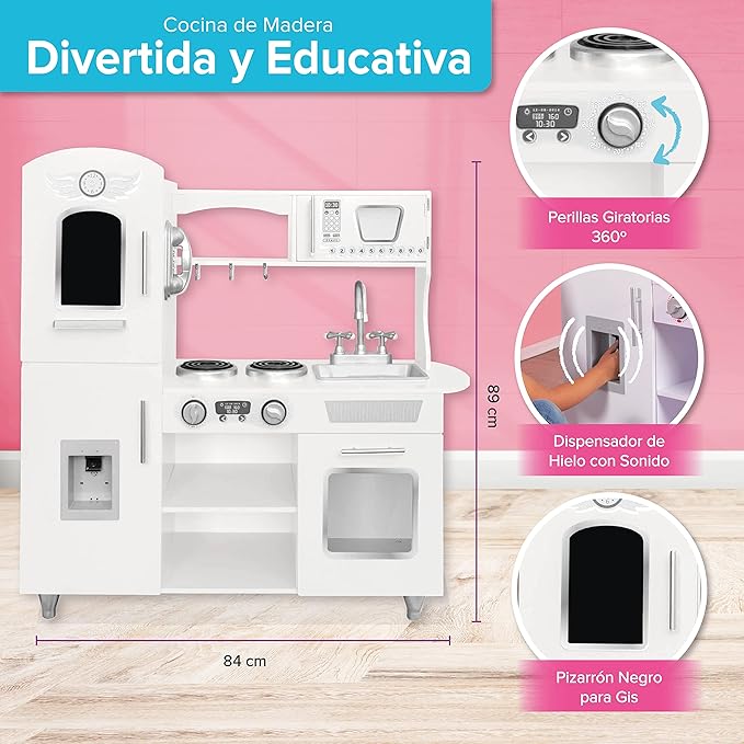 Cocina de Madera Grande con Heladera