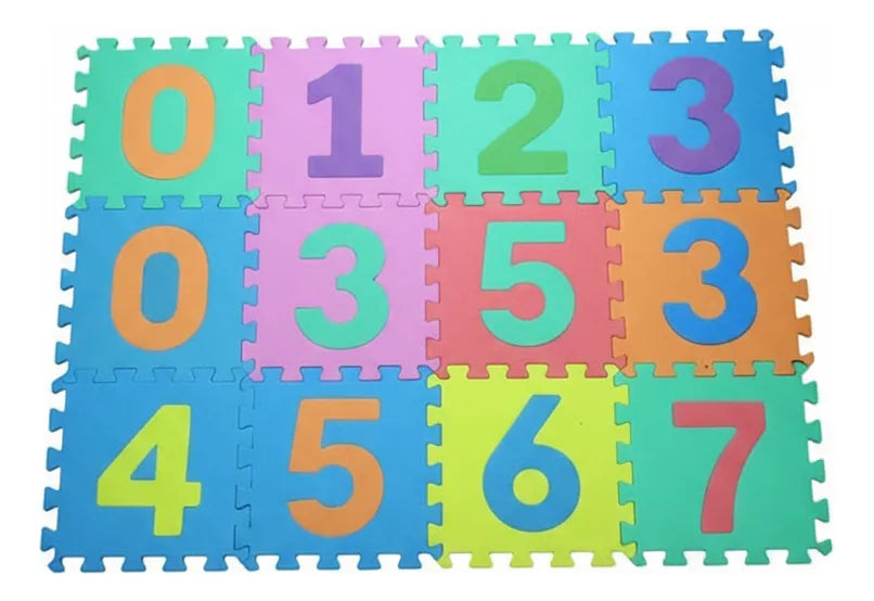 Alfombra Piso Goma Eva Infantil Niños Bebes Encastrables X10 Multicolor Números