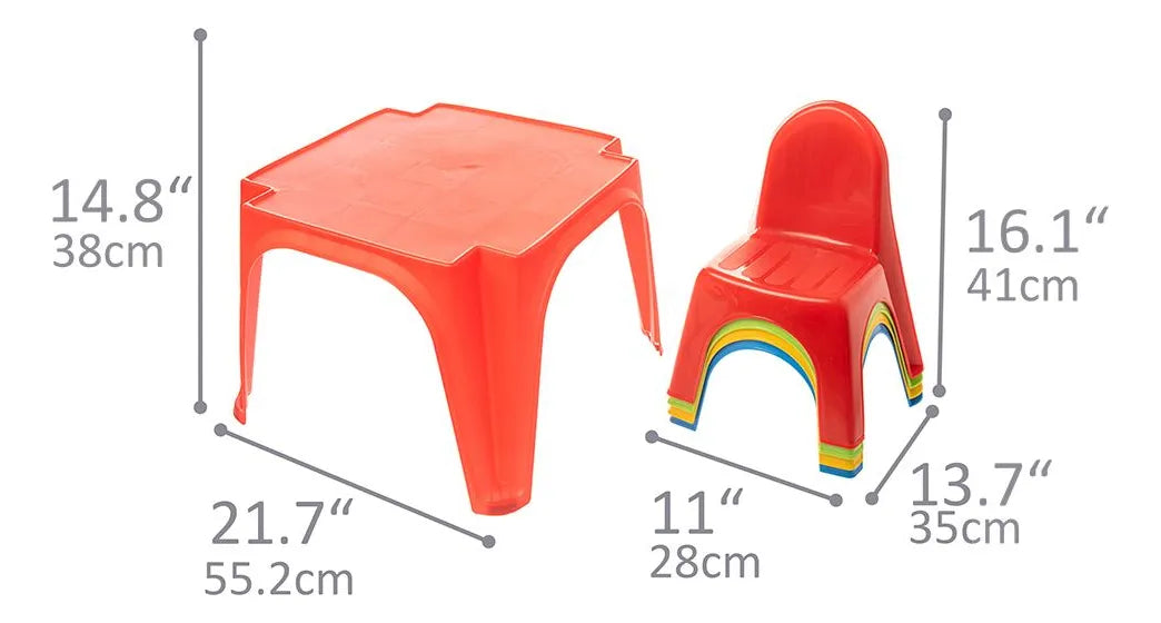 Set de Mesa y 4 Sillas Plásticas