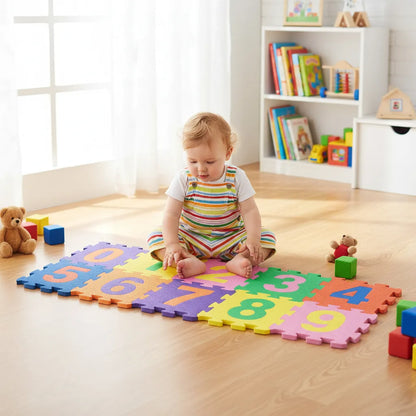 Alfombra Piso Goma Eva Infantil Niños Bebes Encastrables X10 Multicolor Números