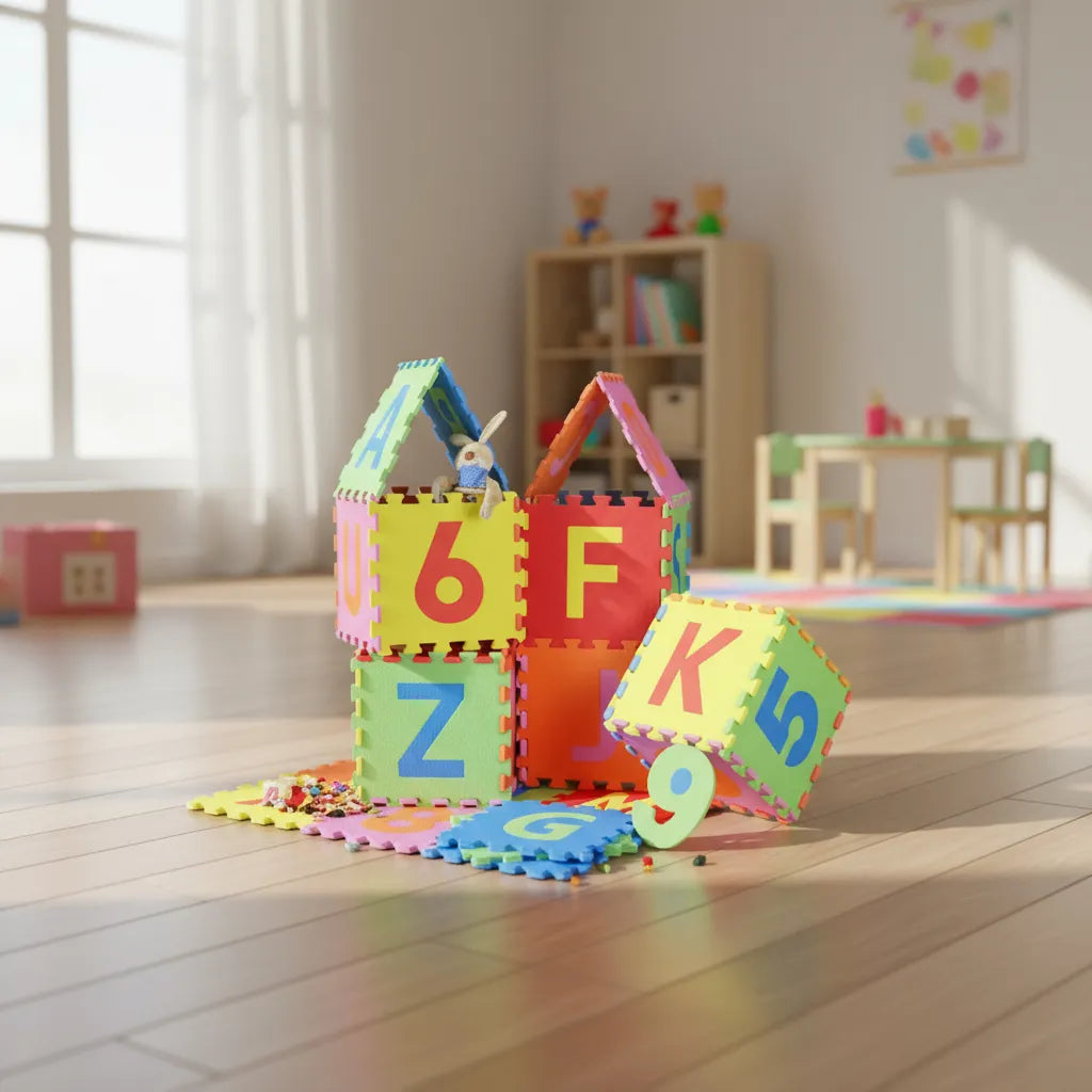 Alfombra Piso Goma Eva Infantil Niños Bebes Encastrables X10 Multicolor Números
