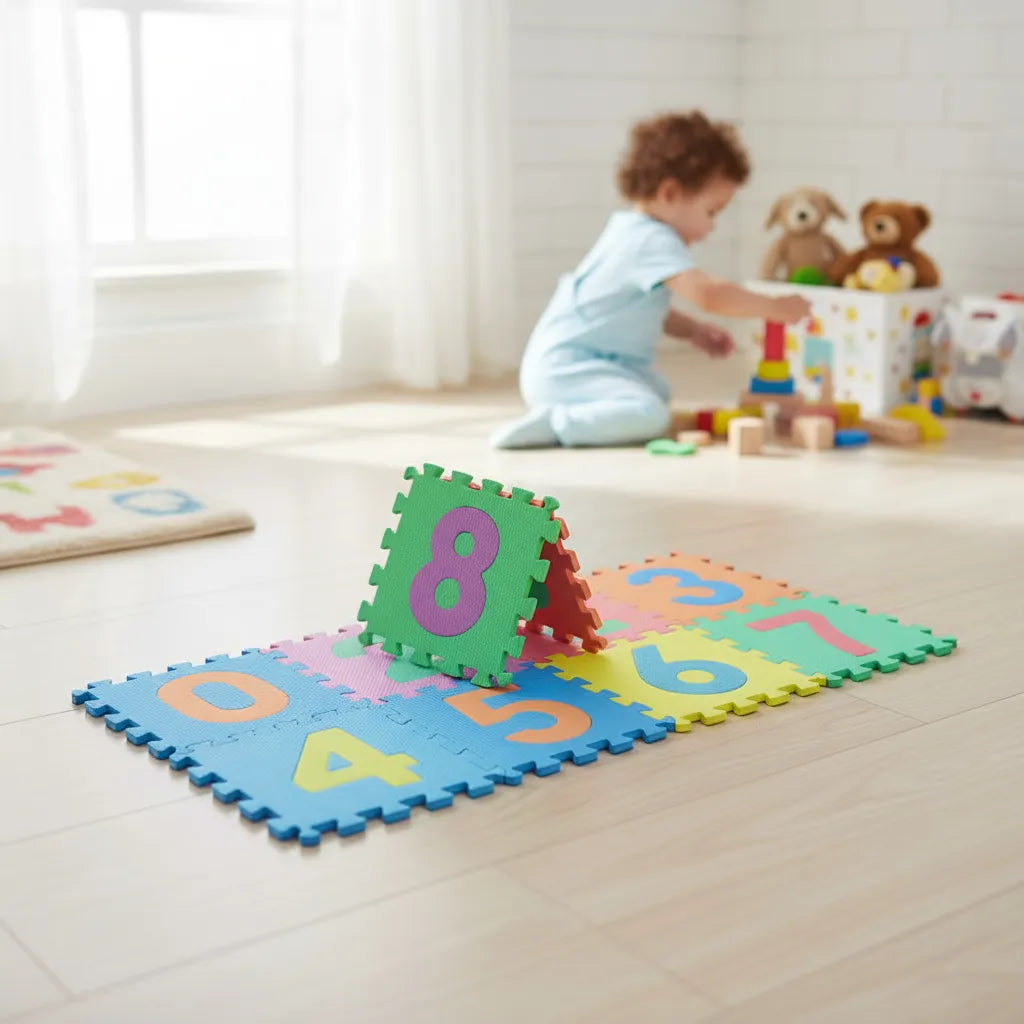 Alfombra Piso Goma Eva Infantil Niños Bebes Encastrables X10 Multicolor Números
