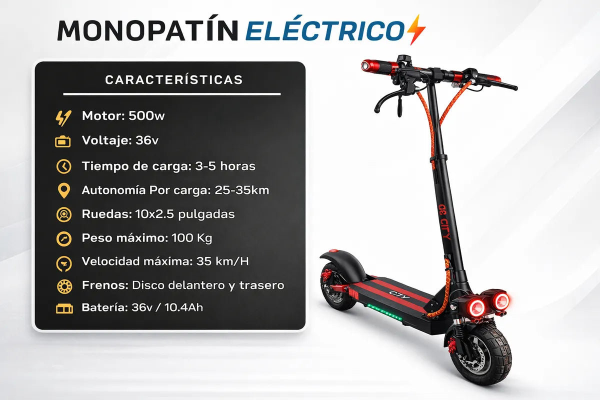 Monopatin Eléctrico 500w Plegable