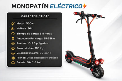 Monopatin Eléctrico 500w Plegable