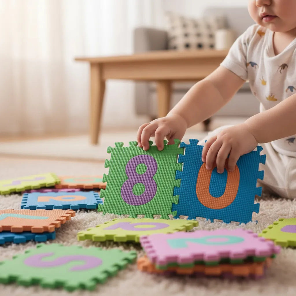 Alfombra Piso Goma Eva Infantil Niños Bebes Encastrables X10 Multicolor Números
