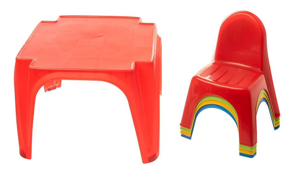 Set de Mesa y 4 Sillas Plásticas