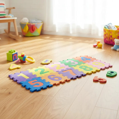 Alfombra Piso Goma Eva Infantil Niños Bebes Encastrables X10 Multicolor Números