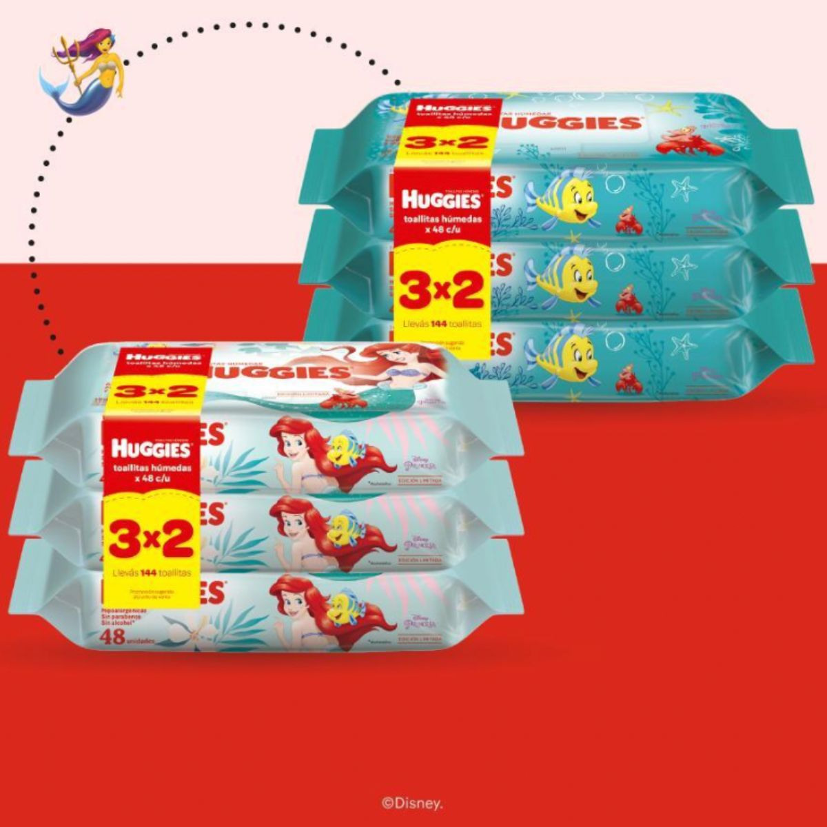 Toallitas Húmedas Huggies La Sirenita x 144
