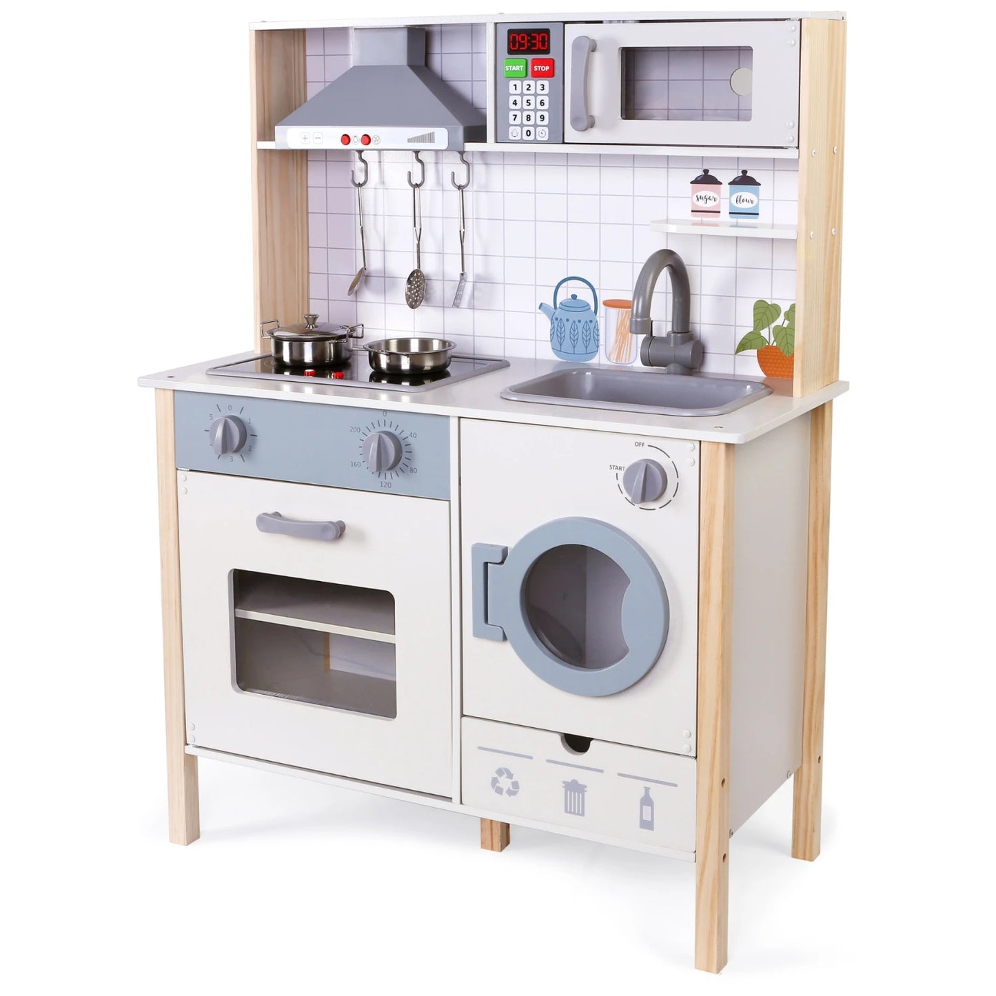 Cocina de Madera Con Campana y Lavarropas