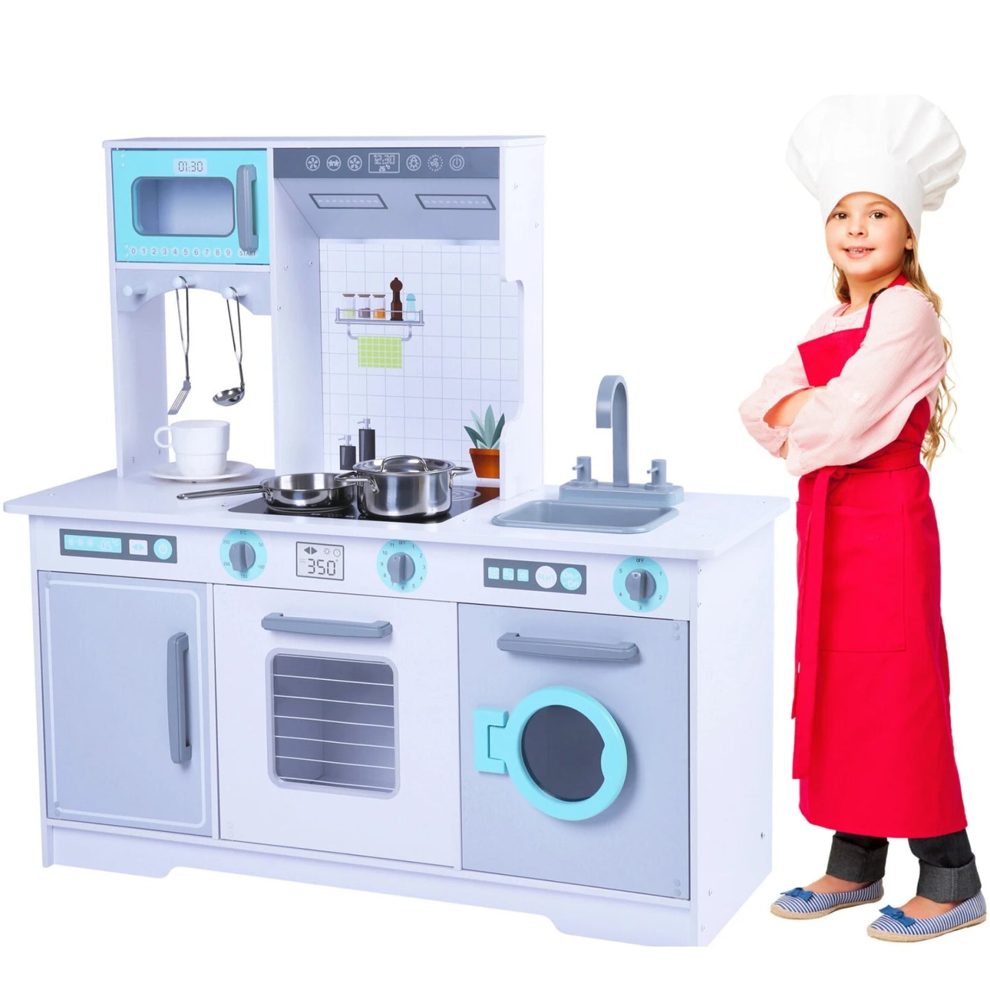 Cocina Infantil de Madera Grande XXL – Con Horno, Micro y Heladera