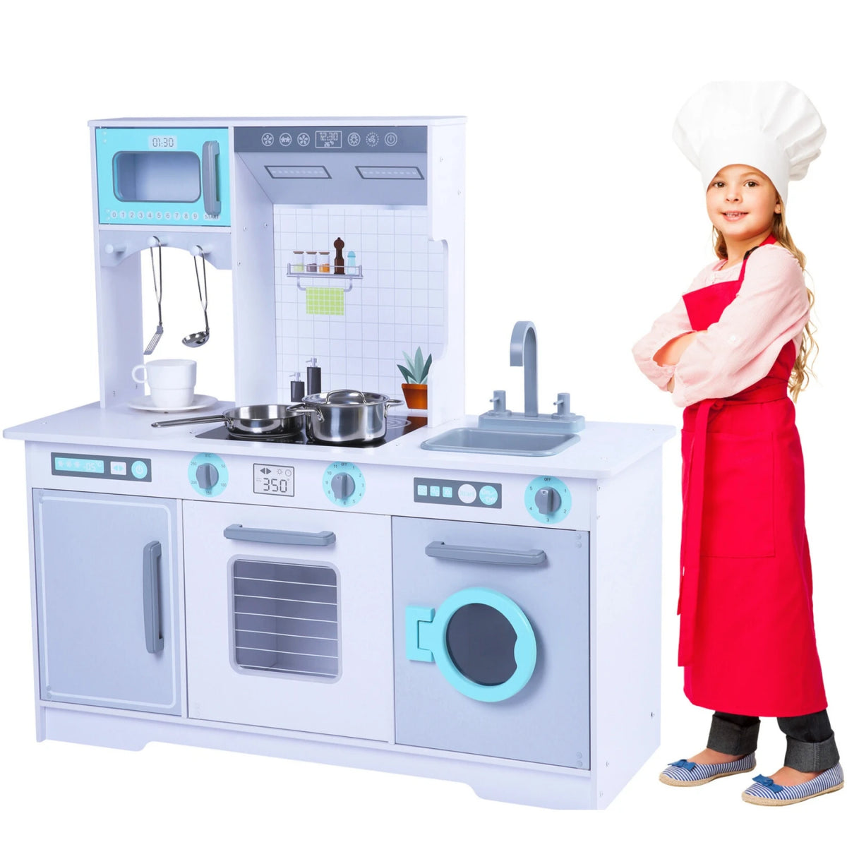 Cocina Infantil de Madera Grande XXL – Con Horno, Micro y Heladera
