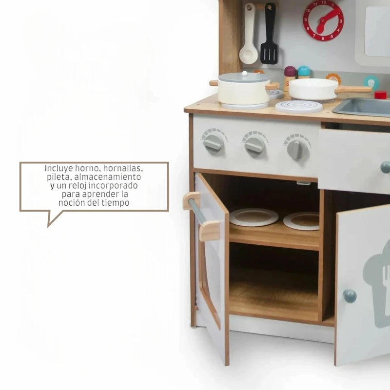 Gran Cocina de Madera con Microondas Horno y Pileta